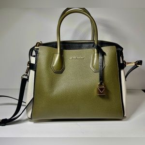 RARE - Michael Kors Mercer Belted Medium Satchel Tri Color Green